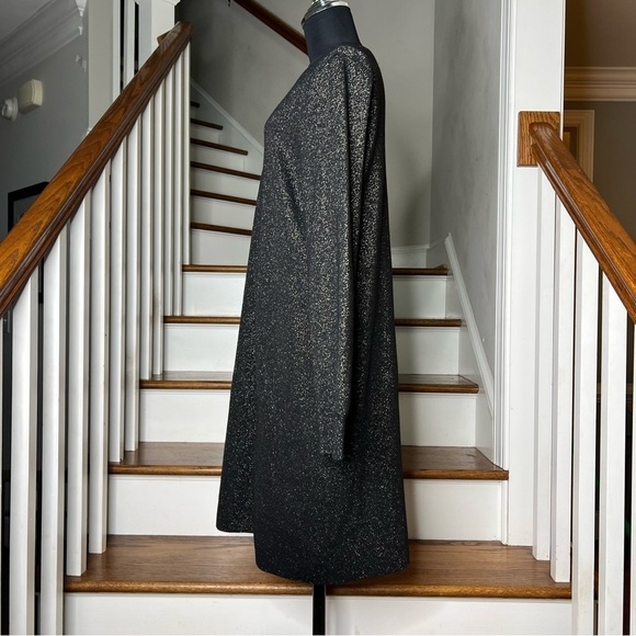 The Loft Sweater Dress Black With Gold Metallic Knee Length NWT - Picture 7 of 10